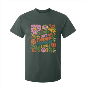 Schools Out Forever Retirement 2026 T Shirt For Kid Retired Teacher Summer Retro Floral TS11 Dark Forest Green Print Your Wear