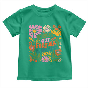 Schools Out Forever Retirement 2026 Toddler T Shirt Retired Teacher Summer Retro Floral TS11 Irish Green Print Your Wear