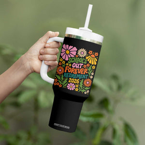 Schools Out Forever Retirement 2026 Tumbler With Handle Retired Teacher Summer Retro Floral TS11 Print Your Wear