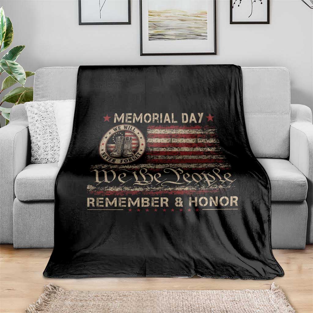 Memorial Day Throw Blanket Remember And Honor Red Poppy Flower Military Veteran TS11 Print Your Wear