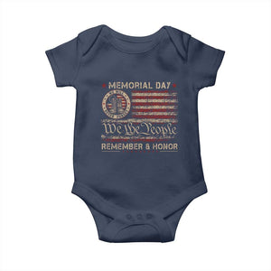 Memorial Day Baby Onesie Remember And Honor Red Poppy Flower Military Veteran TS11 Navy Print Your Wear