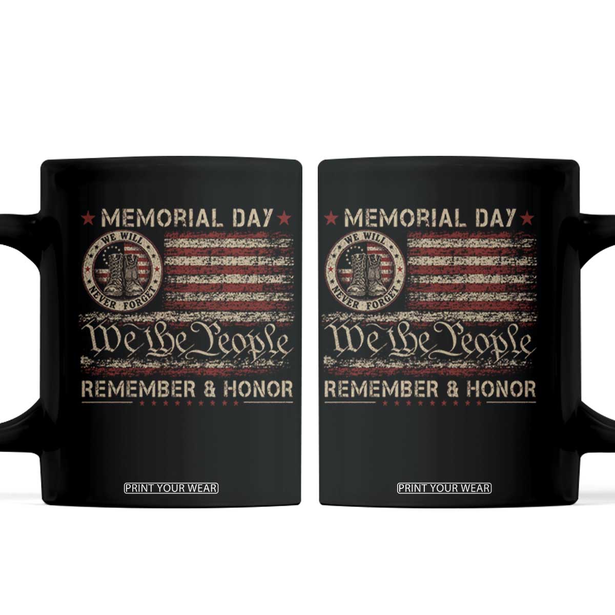 Memorial Day Coffee Mug Remember And Honor Red Poppy Flower Military Veteran TS11 Black Print Your Wear