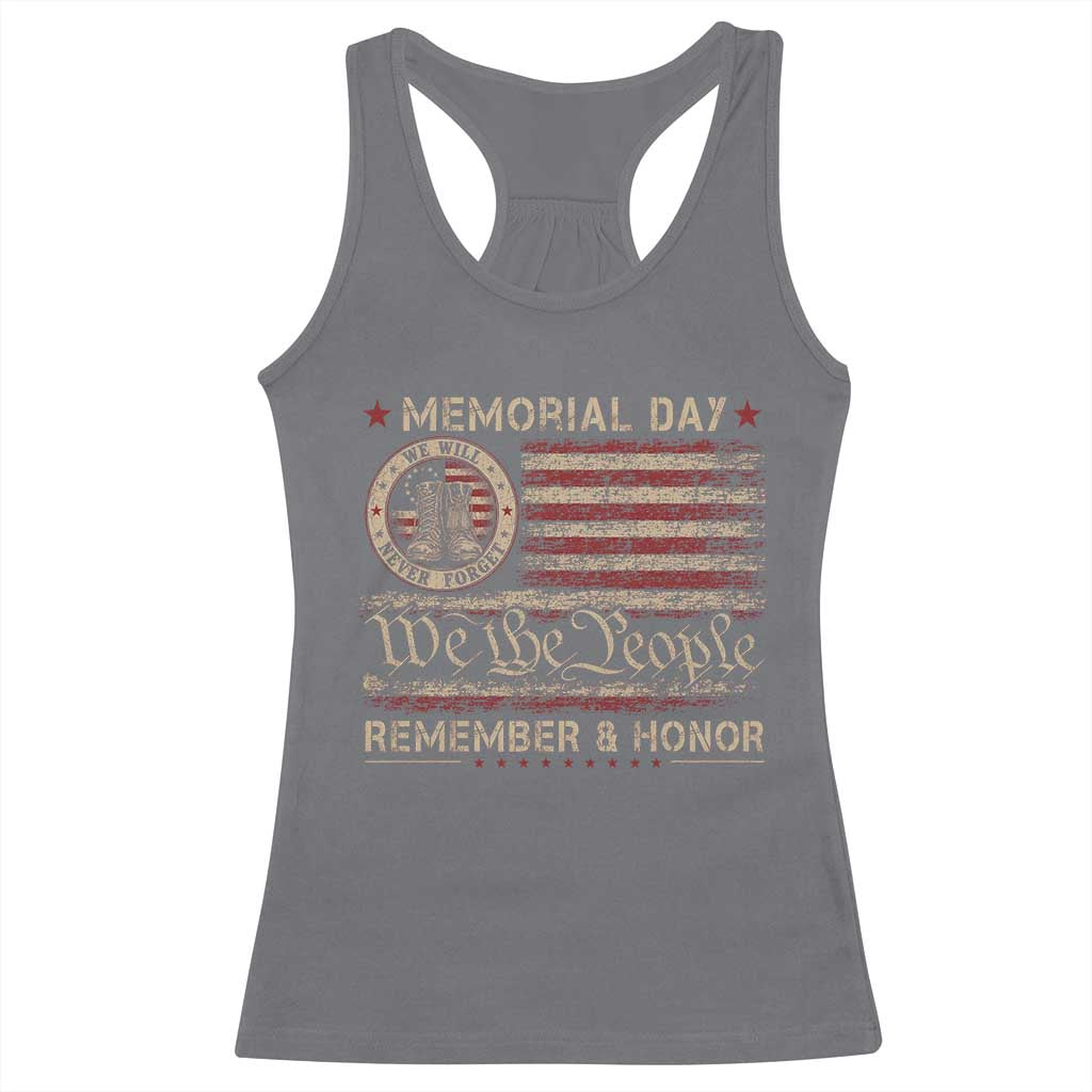 Memorial Day Racerback Tank Top Remember And Honor Red Poppy Flower Military Veteran TS11 Charcoal Print Your Wear
