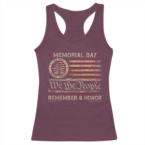 Memorial Day Racerback Tank Top Remember And Honor Red Poppy Flower Military Veteran TS11 Maroon Print Your Wear