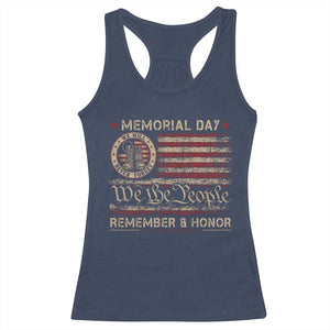 Memorial Day Racerback Tank Top Remember And Honor Red Poppy Flower Military Veteran TS11 Navy Print Your Wear