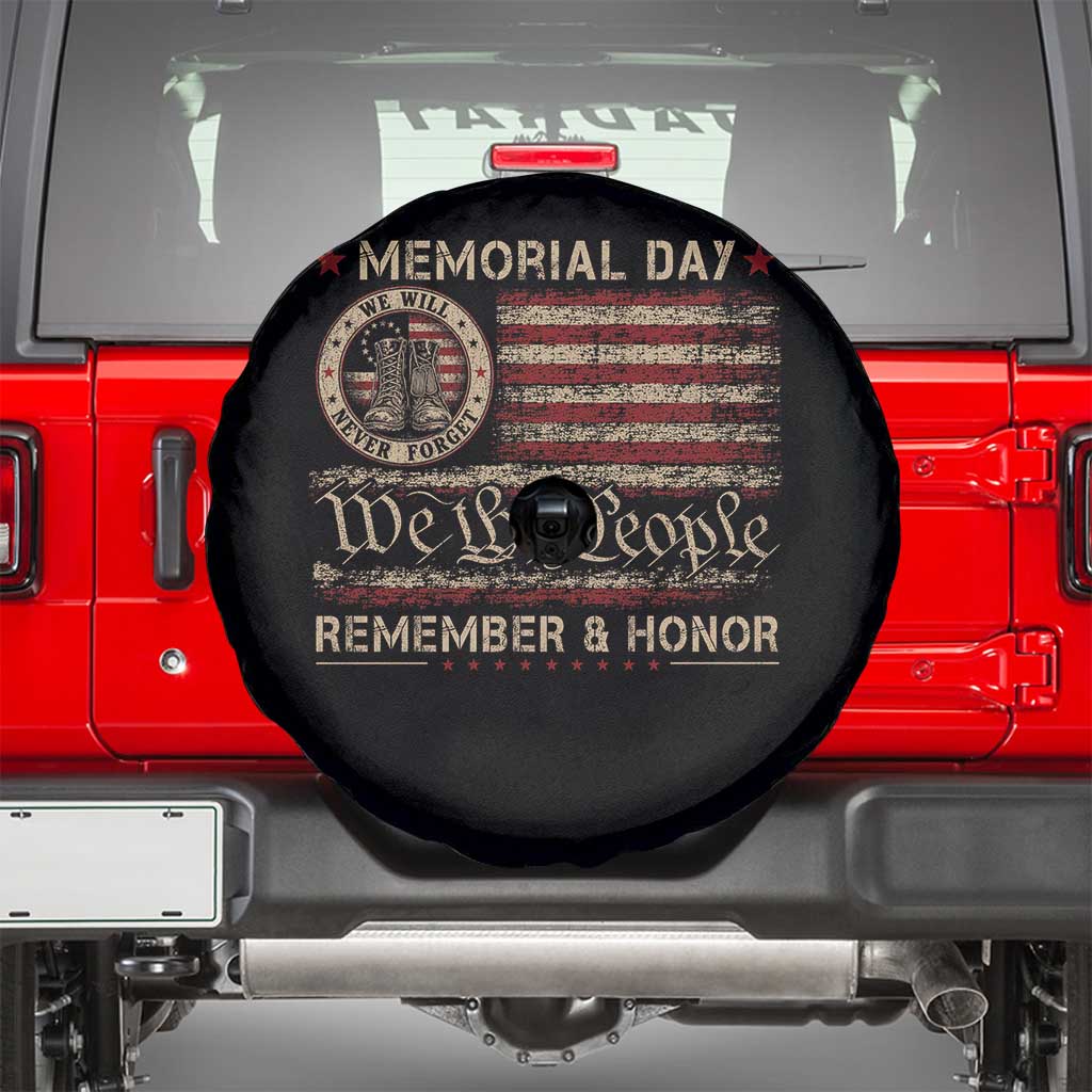 Memorial Day Spare Tire Cover Remember And Honor Red Poppy Flower Military Veteran TS11 Black Print Your Wear