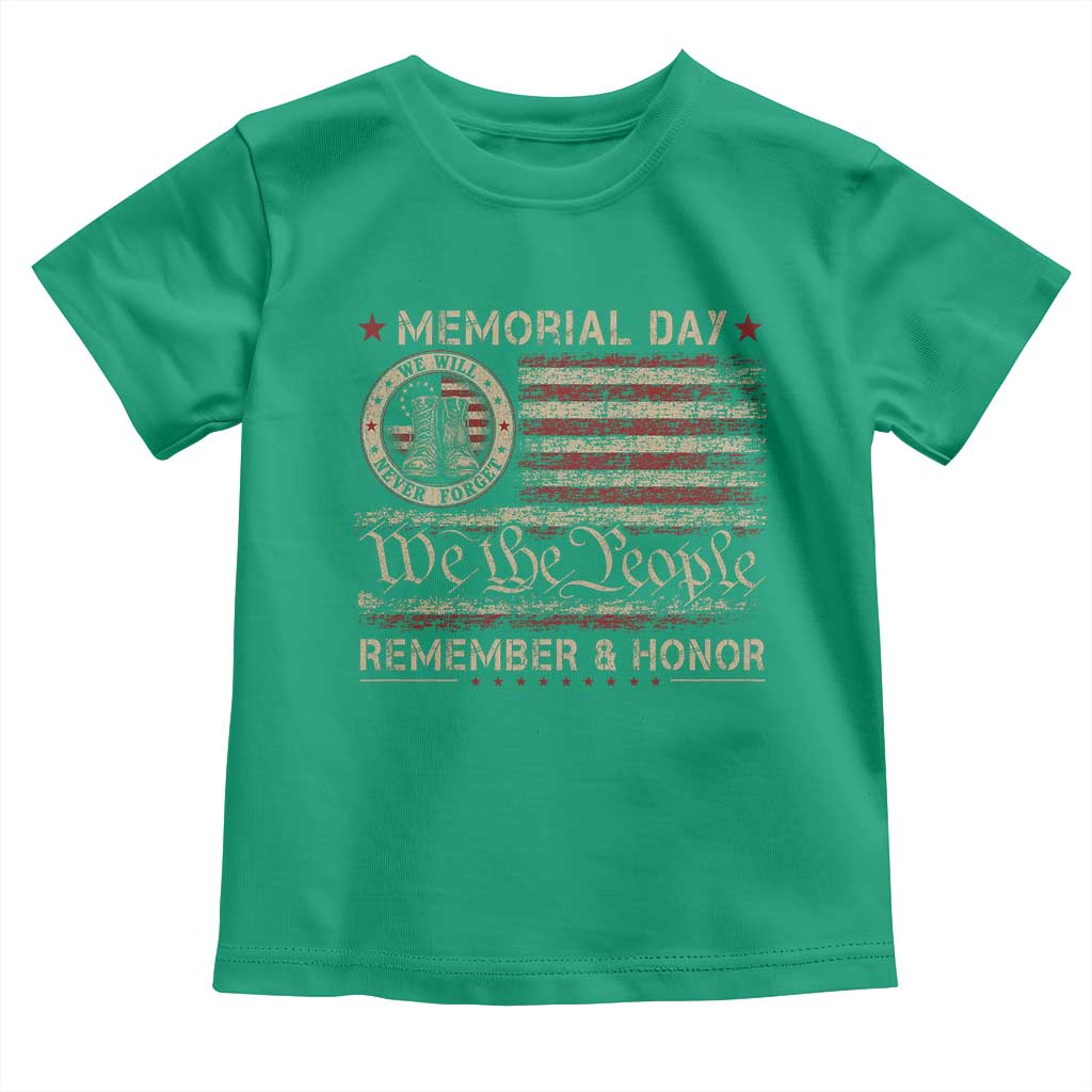Memorial Day Toddler T Shirt Remember And Honor Red Poppy Flower Military Veteran TS11 Irish Green Print Your Wear
