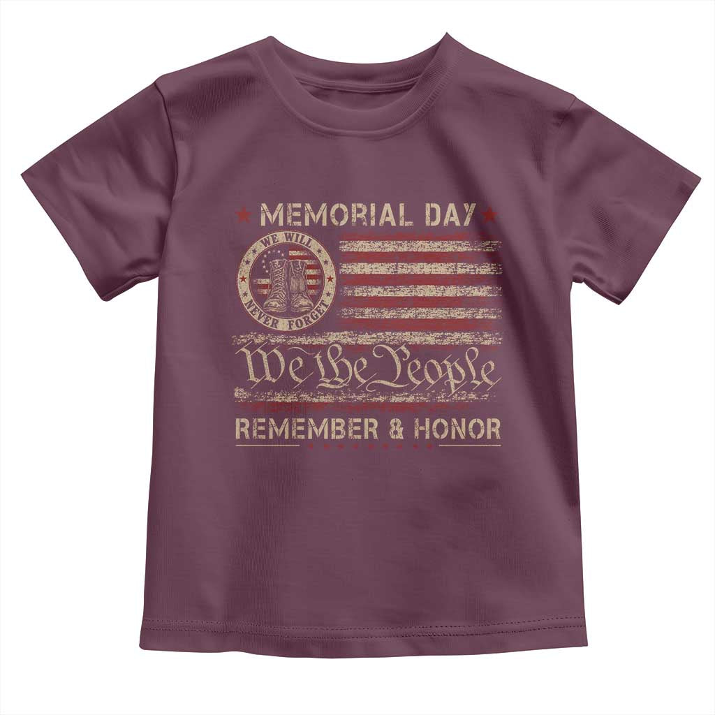 Memorial Day Toddler T Shirt Remember And Honor Red Poppy Flower Military Veteran TS11 Maroon Print Your Wear