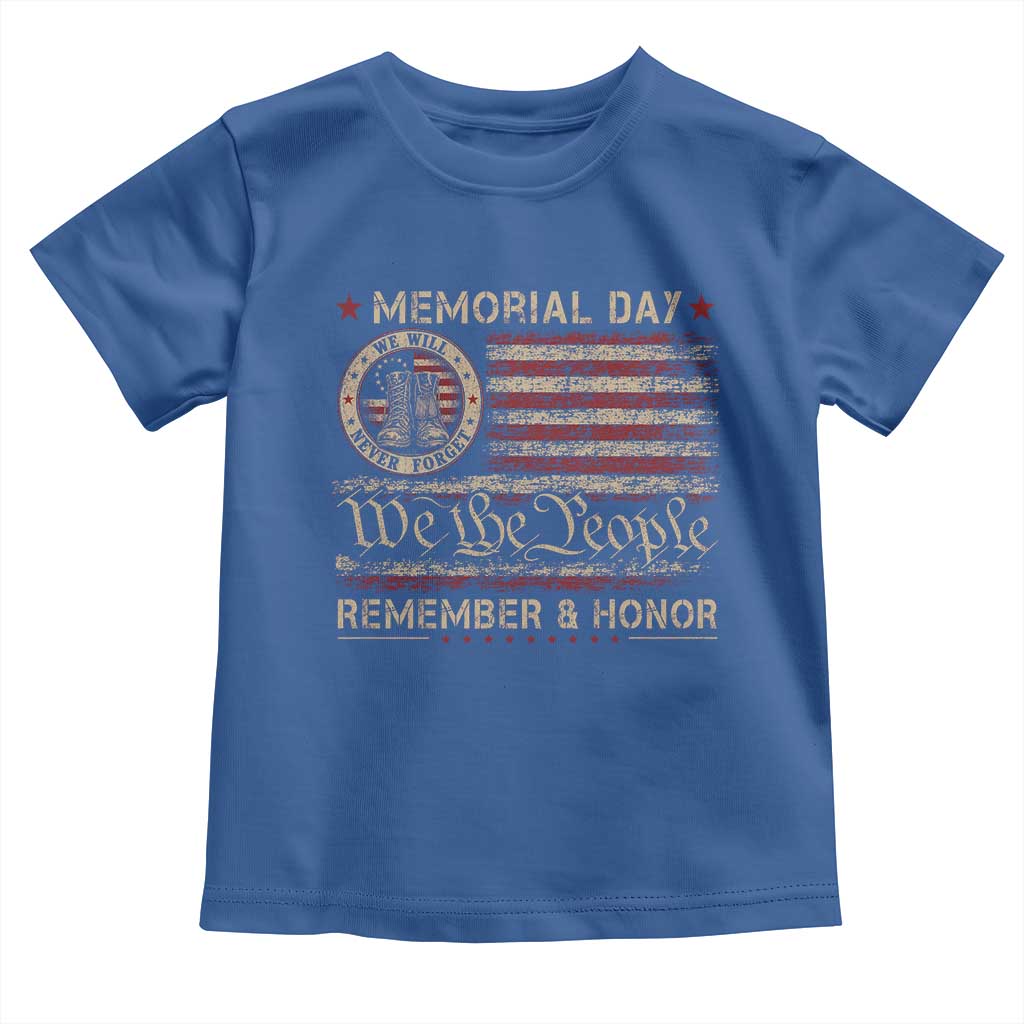 Memorial Day Toddler T Shirt Remember And Honor Red Poppy Flower Military Veteran TS11 Royal Blue Print Your Wear