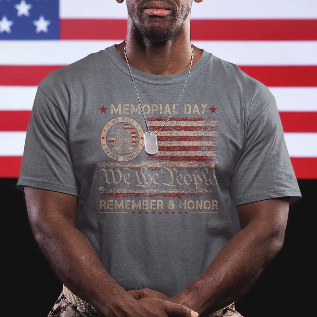 Memorial Day T Shirt Remember And Honor Red Poppy Flower Military Veteran TS11 Charcoal Print Your Wear