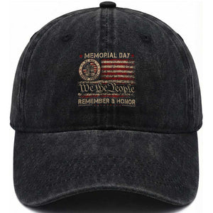 Memorial Day Washed Cotton Baseball Cap Remember And Honor Red Poppy Flower Military Veteran TS11 Print Your Wear