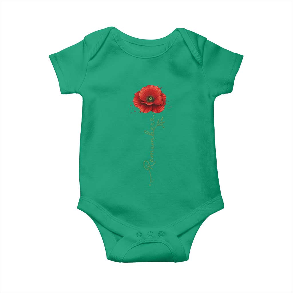 Remember Memorial Day Red Poppy Veteran Military Army Baby Onesie TS11 Irish Green Print Your Wear