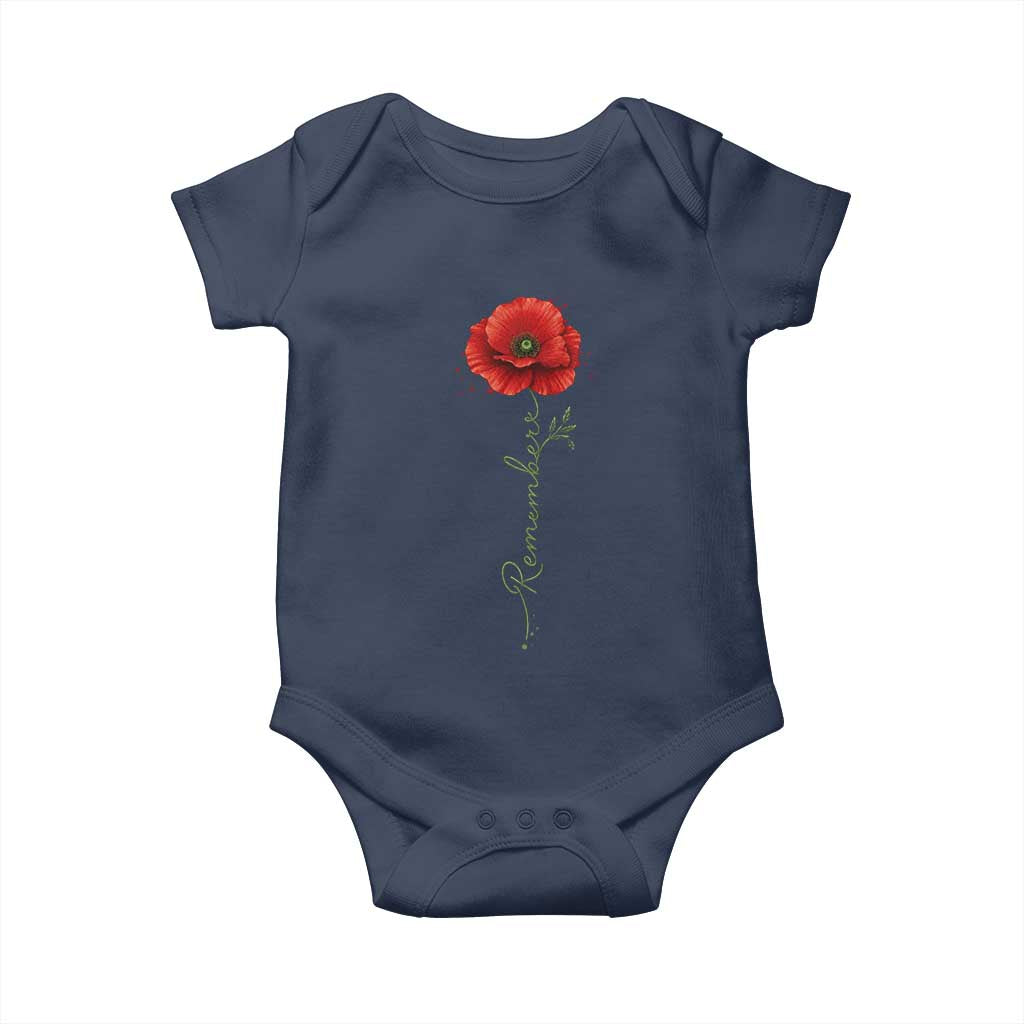 Remember Memorial Day Red Poppy Veteran Military Army Baby Onesie TS11 Navy Print Your Wear