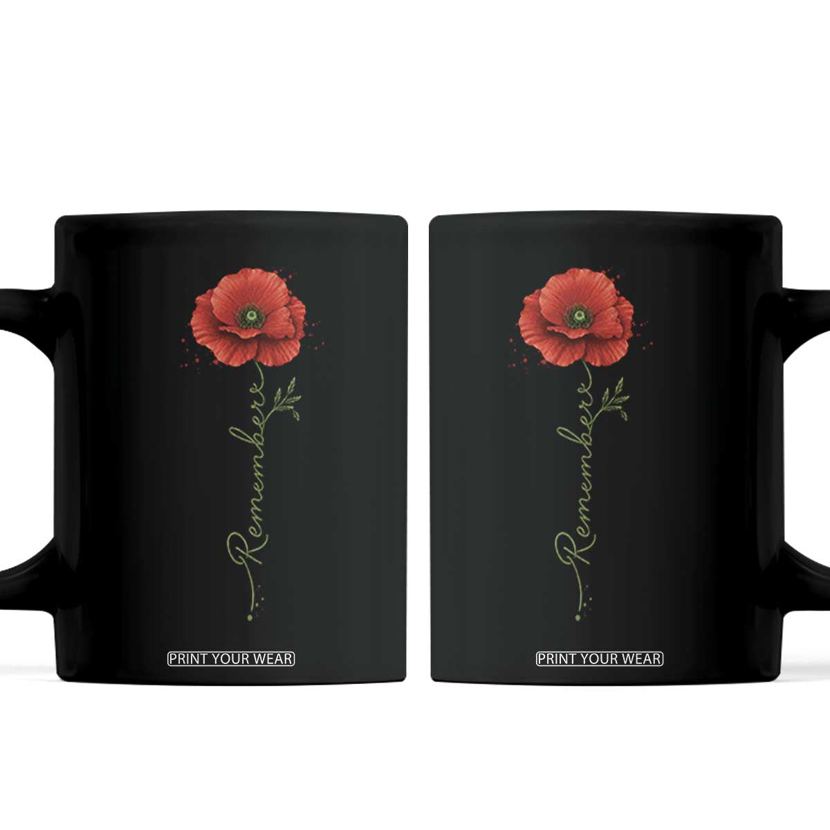 Remember Memorial Day Red Poppy Veteran Military Army Coffee Mug TS11 Black Print Your Wear