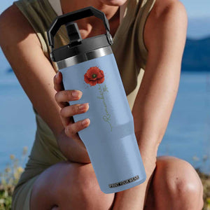 Remember Memorial Day Red Poppy Veteran Military Army Flip Straw Tumbler TS11 One Size: 30 oz Light Blue Print Your Wear