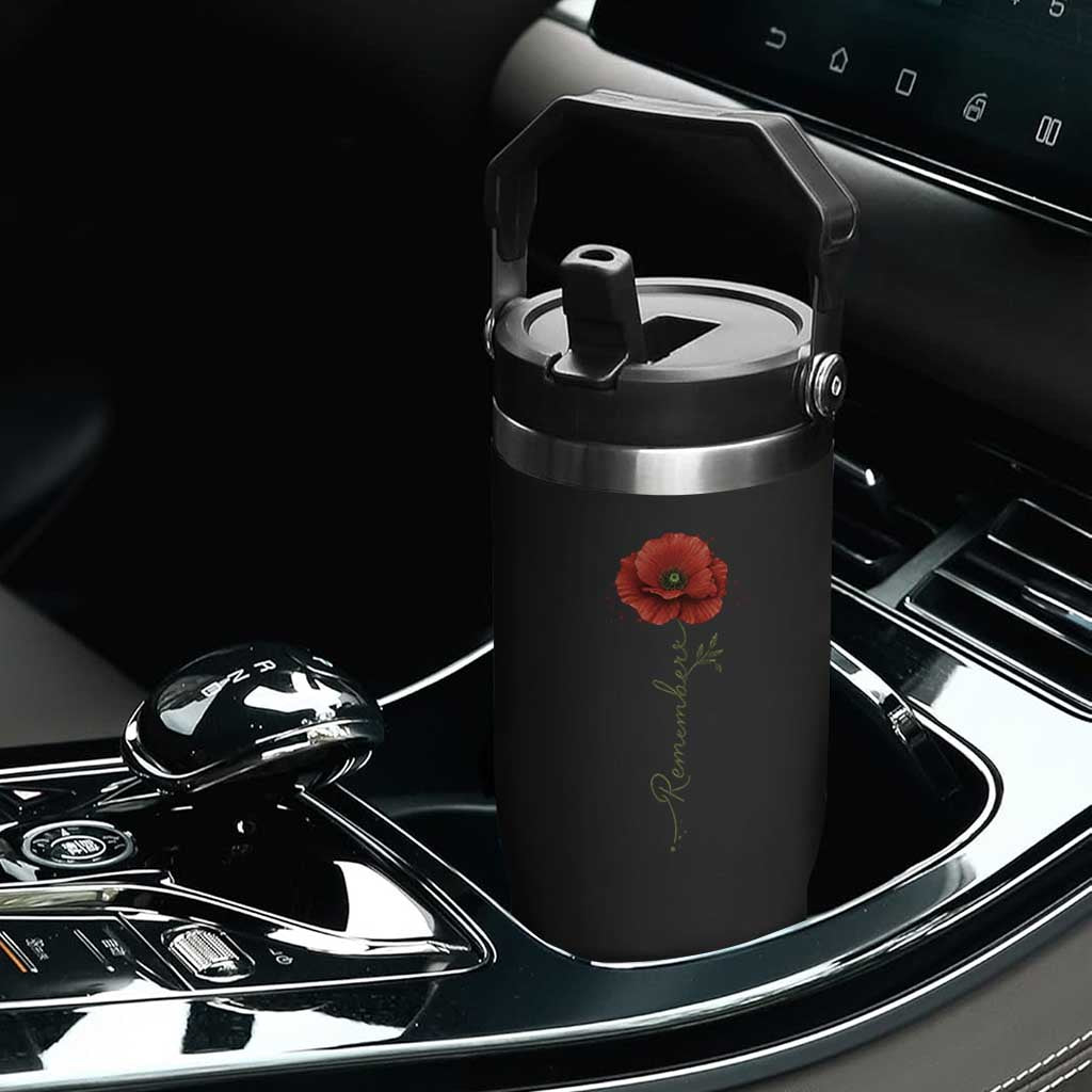 Remember Memorial Day Red Poppy Veteran Military Army Flip Straw Tumbler TS11 Print Your Wear