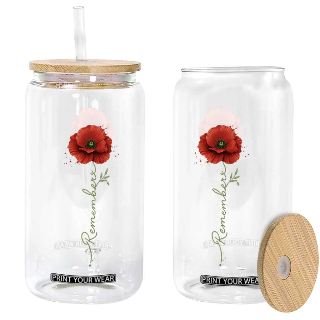 Remember Memorial Day Red Poppy Veteran Military Army Glass Can TS11 Print Your Wear