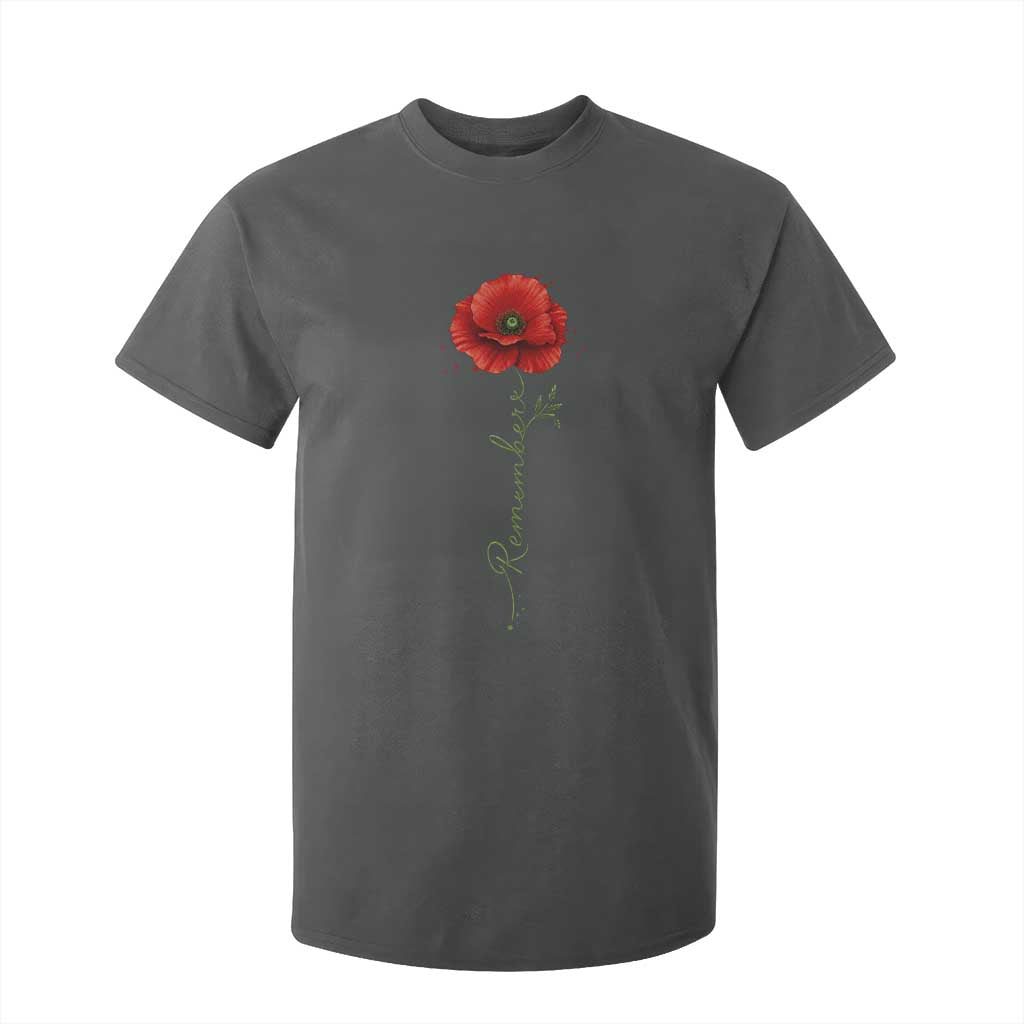 Remember Memorial Day Red Poppy Veteran Military Army T Shirt For Kid TS11 Dark Heather Print Your Wear