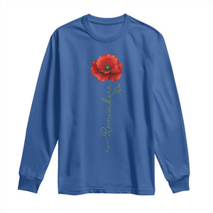 Remember Memorial Day Red Poppy Veteran Military Army Long Sleeve Shirt TS11 Royal Blue Print Your Wear