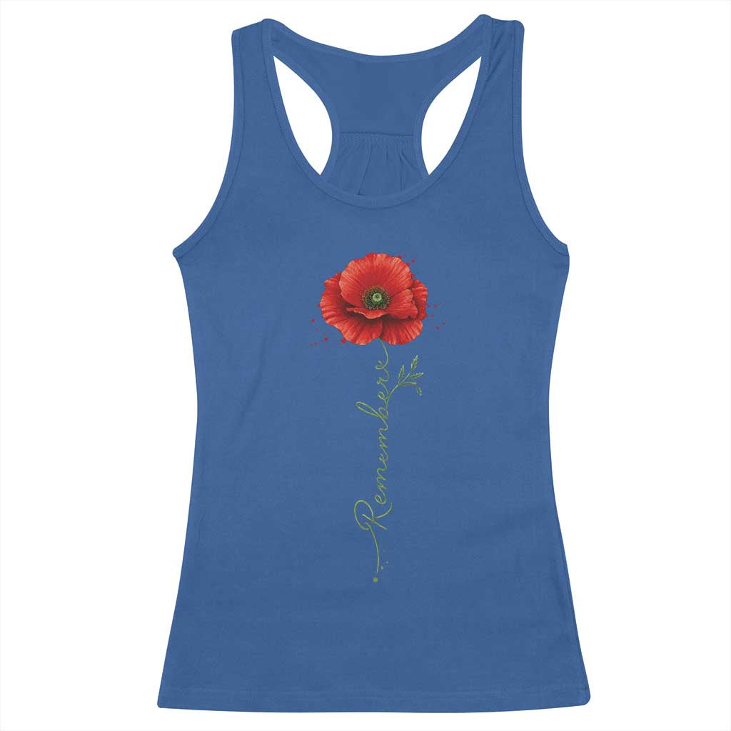 Remember Memorial Day Red Poppy Veteran Military Army Racerback Tank Top TS11 Royal Blue Print Your Wear
