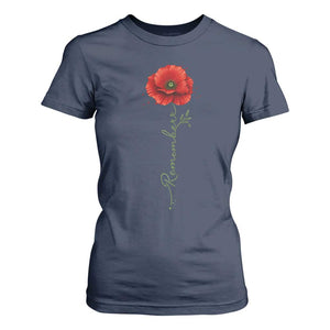 Remember Memorial Day Red Poppy Veteran Military Army T Shirt For Women TS11 Navy Print Your Wear