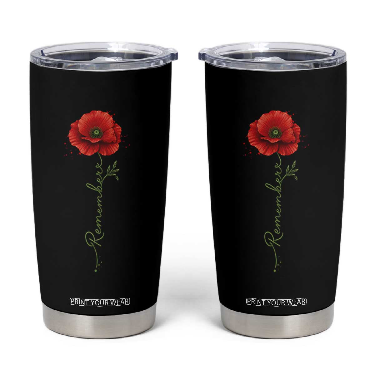 Remember Memorial Day Red Poppy Veteran Military Army Tumbler Cup TS11 Black Print Your Wear