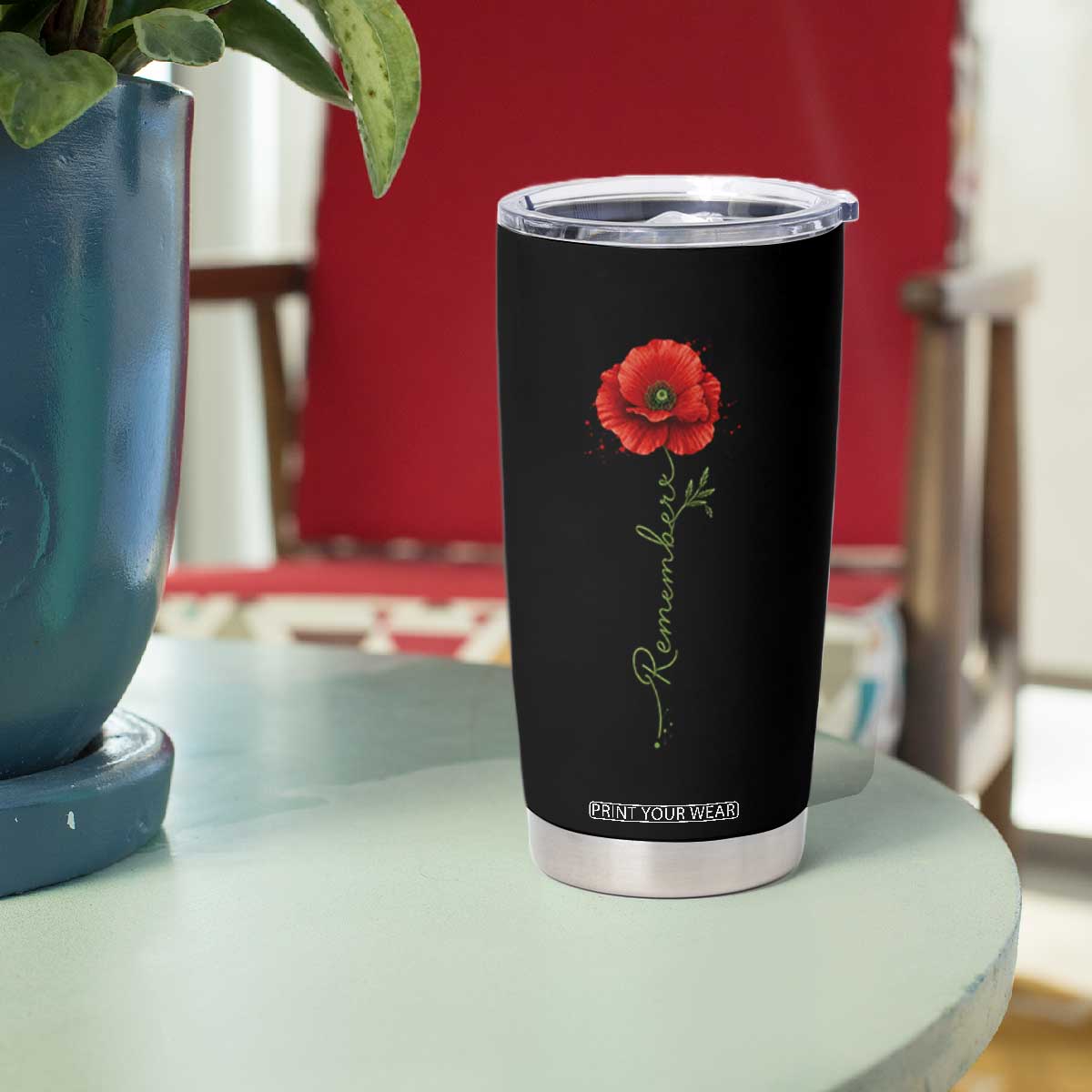 Remember Memorial Day Red Poppy Veteran Military Army Tumbler Cup TS11 Print Your Wear
