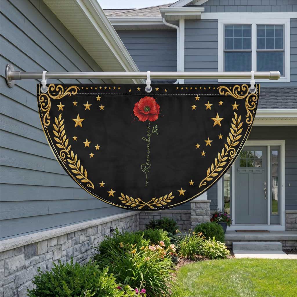 Remember Memorial day Red Poppy Veteran Military Army Patriotic Fan Flag