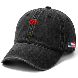 Remember Memorial Day Red Poppy Veteran Military Army Washed Cotton Baseball Cap TS11 Print Your Wear