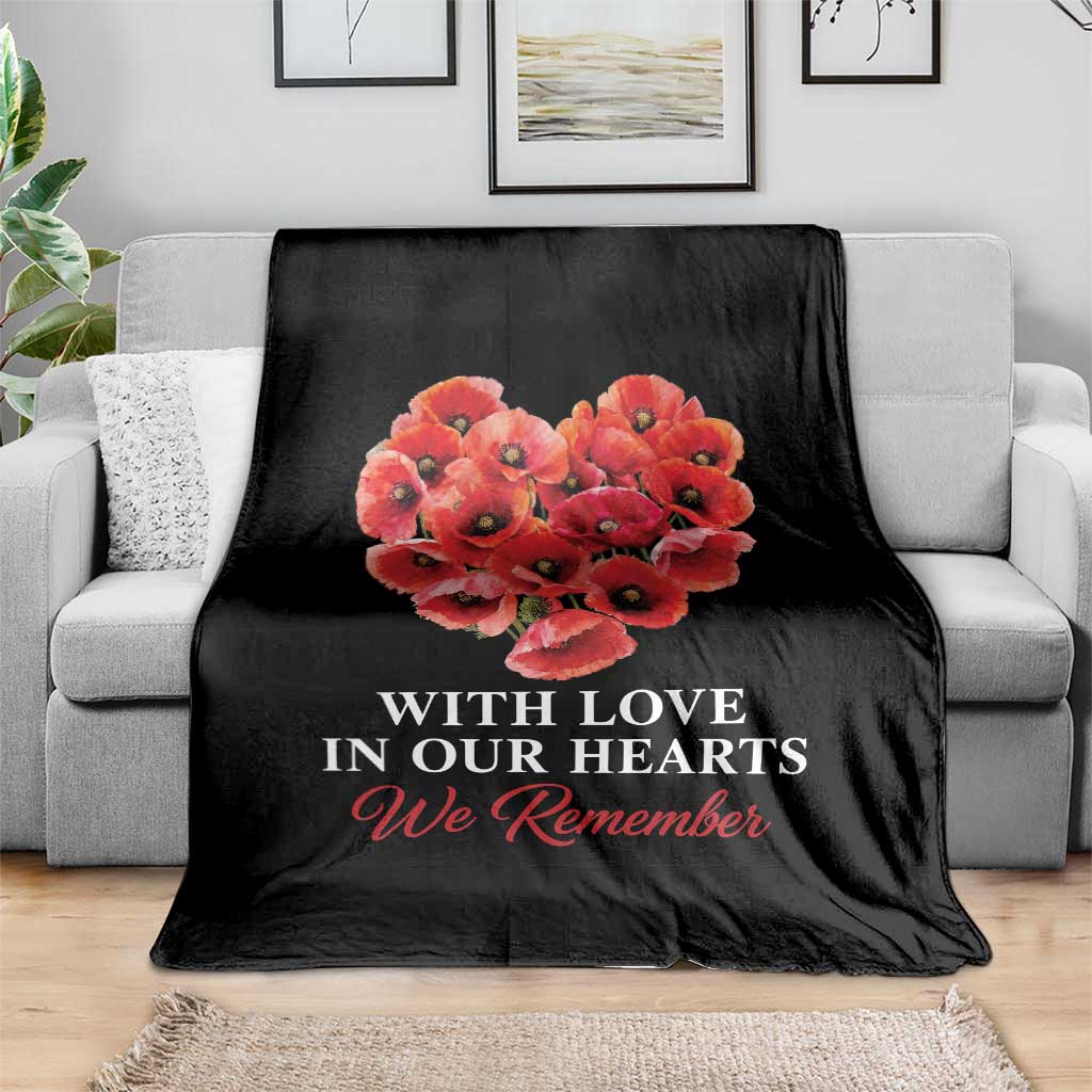Memorial Day Throw Blanket With Love In Our Hearts We Remember Red Poppy Flower TS11 Print Your Wear