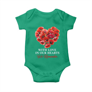 Memorial Day Baby Onesie With Love In Our Hearts We Remember Red Poppy Flower TS11 Irish Green Print Your Wear