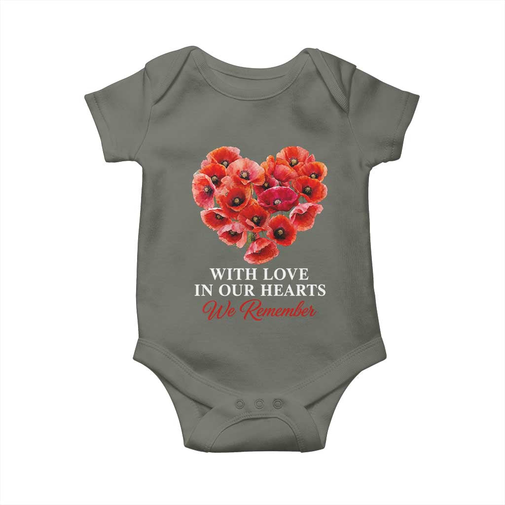 Memorial Day Baby Onesie With Love In Our Hearts We Remember Red Poppy Flower TS11 Military Green Print Your Wear