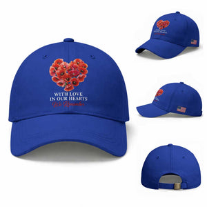 Memorial Day Baseball Cap With Love In Our Hearts We Remember Red Poppy Flower TS11 Baseball Cap Universal Fit Royal Blue Print Your Wear