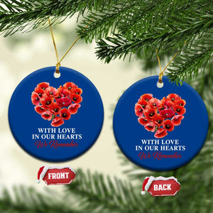 Memorial Day Ceramic Ornament With Love In Our Hearts We Remember Red Poppy Flower TS11 1pc Blue Print Your Wear