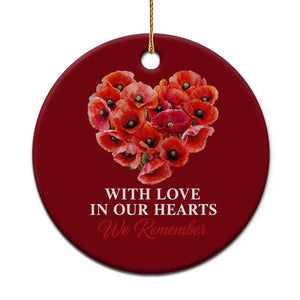 Memorial Day Ceramic Ornament With Love In Our Hearts We Remember Red Poppy Flower TS11 1pc Red Print Your Wear