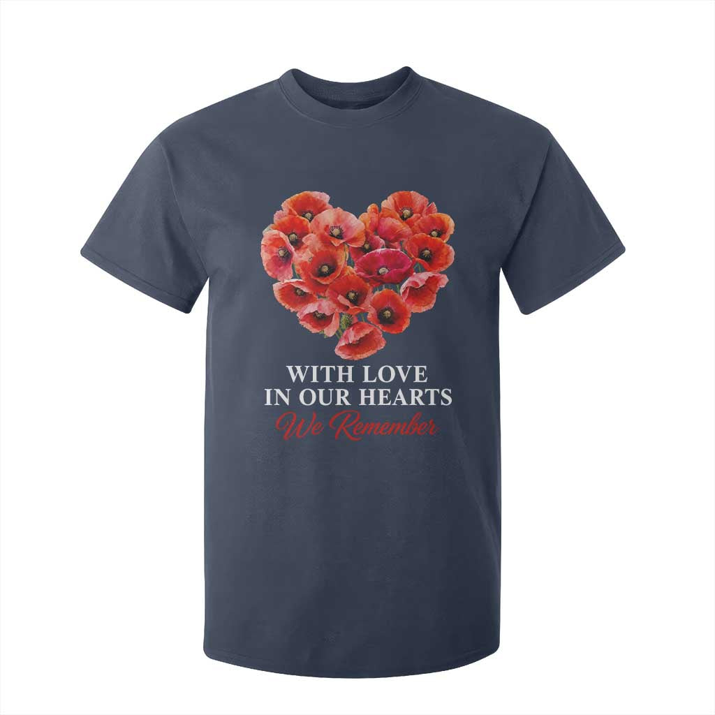 Memorial Day T Shirt For Kid With Love In Our Hearts We Remember Red Poppy Flower TS11 Navy Print Your Wear