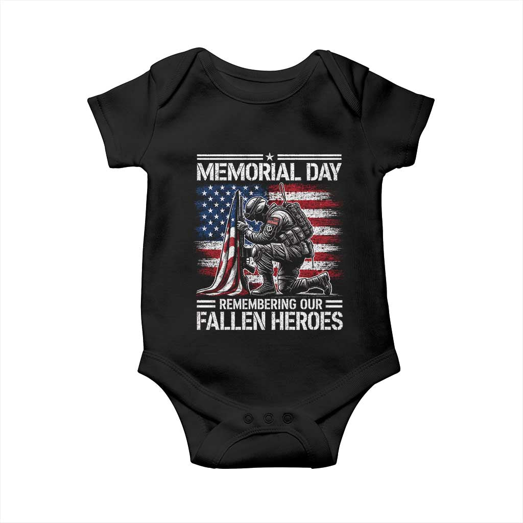Memorial Day Baby Onesie Remembering Our Fallen Heroes Veteran Day American Flag TS11 Black Print Your Wear