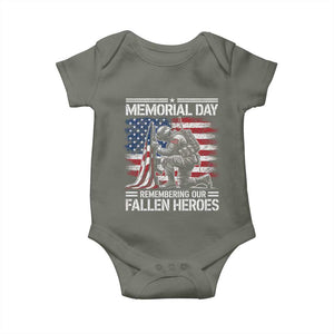 Memorial Day Baby Onesie Remembering Our Fallen Heroes Veteran Day American Flag TS11 Military Green Print Your Wear