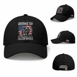 Memorial Day Baseball Cap Remembering Our Fallen Heroes Veteran Day American Flag TS11 Baseball Cap Universal Fit Black Print Your Wear