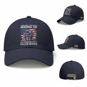 Memorial Day Baseball Cap Remembering Our Fallen Heroes Veteran Day American Flag TS11 Baseball Cap Universal Fit Navy Print Your Wear