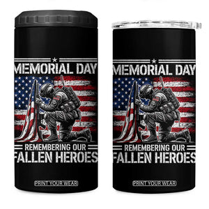 Memorial Day 4 in 1 Can Cooler Tumbler Remembering Our Fallen Heroes Veteran Day American Flag TS11 One Size: 16 oz Black Print Your Wear