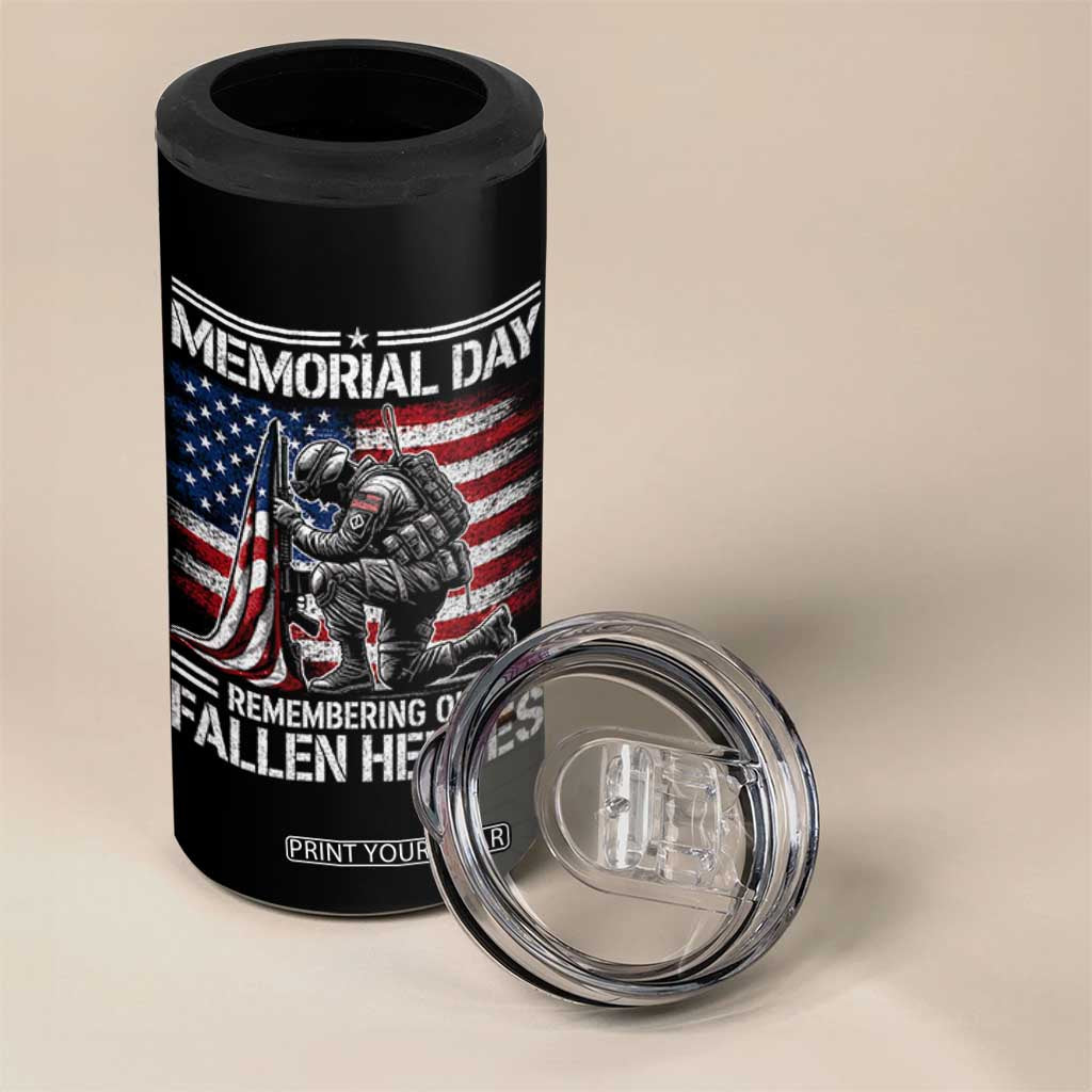 Memorial Day 4 in 1 Can Cooler Tumbler Remembering Our Fallen Heroes Veteran Day American Flag TS11 Print Your Wear