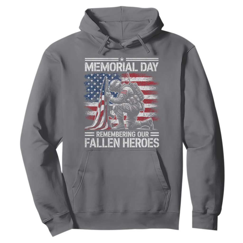 Memorial Day Hoodie Remembering Our Fallen Heroes Veteran Day American Flag TS11 Charcoal Print Your Wear