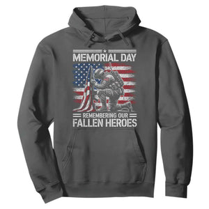 Memorial Day Hoodie Remembering Our Fallen Heroes Veteran Day American Flag TS11 Dark Heather Print Your Wear
