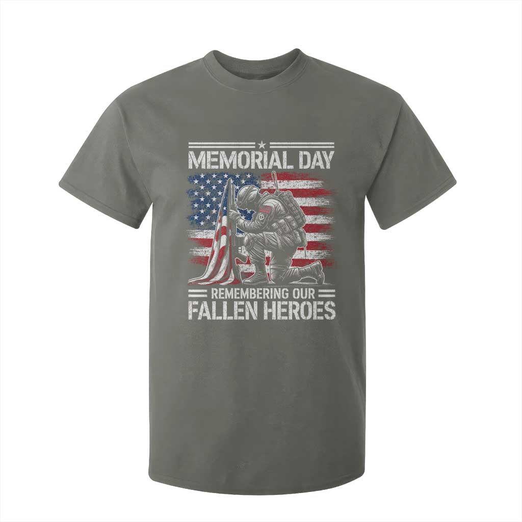 Memorial Day T Shirt For Kid Remembering Our Fallen Heroes Veteran Day American Flag TS11 Military Green Print Your Wear