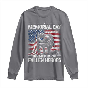Memorial Day Long Sleeve Shirt Remembering Our Fallen Heroes Veteran Day American Flag TS11 Charcoal Print Your Wear