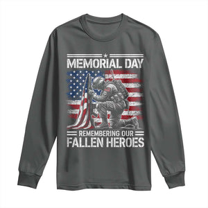 Memorial Day Long Sleeve Shirt Remembering Our Fallen Heroes Veteran Day American Flag TS11 Dark Heather Print Your Wear