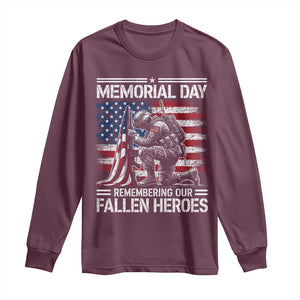 Memorial Day Long Sleeve Shirt Remembering Our Fallen Heroes Veteran Day American Flag TS11 Maroon Print Your Wear