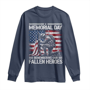 Memorial Day Long Sleeve Shirt Remembering Our Fallen Heroes Veteran Day American Flag TS11 Navy Print Your Wear