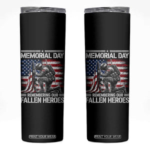 Memorial Day Skinny Tumbler Remembering Our Fallen Heroes Veteran Day American Flag TS11 Black Print Your Wear